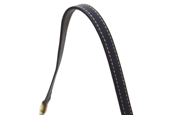 CHRISTIAN DIOR クリスチャンディオール サドルポーチ ワンショルダーバッグ MC1021 ネイビー キャンバス レザー ゴールド金具 美品 4b002688