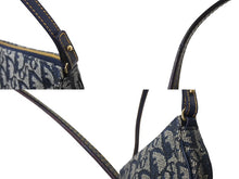 画像をギャラリービューアに読み込む, Christian Dior クリスチャンディオール サドルポーチ ワンショルダーバッグ MC1021 ネイビー キャンバス レザー ゴールド金具 美品 4b007733