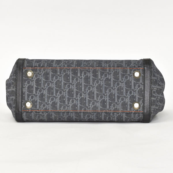 極美品 Christian Dior クリスチャンディオール フライトライン トロッターハンドバッグ グレー オレンジ デニムレザー 02-BO-0036 中古 4a003034