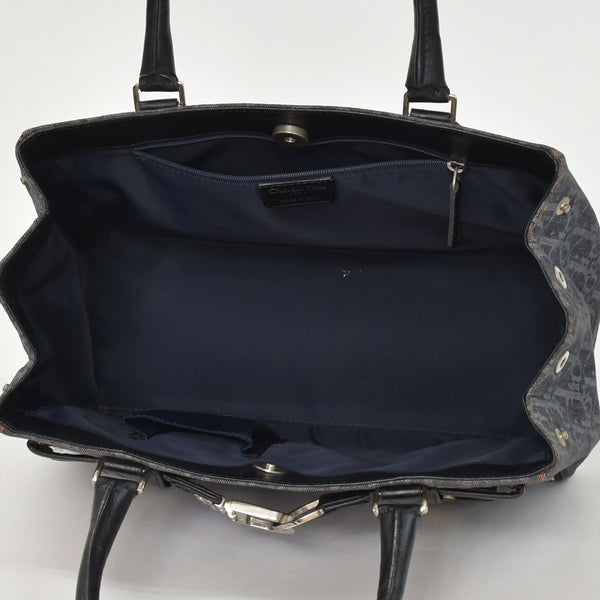 極美品 Christian Dior クリスチャンディオール フライトライン トロッターハンドバッグ グレー オレンジ デニムレザー 02-BO-0036 中古 4a003034