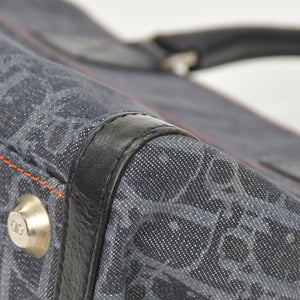 極美品 Christian Dior クリスチャンディオール フライトライン トロッターハンドバッグ グレー オレンジ デニムレザー 02-BO-0036 中古 4a003034