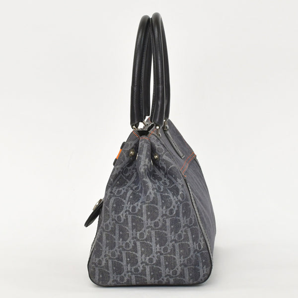 極美品 Christian Dior クリスチャンディオール フライトライン トロッターハンドバッグ グレー オレンジ デニムレザー 02-BO-0036 中古 4a003034