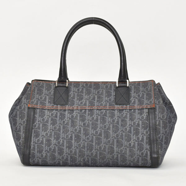 極美品 Christian Dior クリスチャンディオール フライトライン トロッターハンドバッグ グレー オレンジ デニムレザー 02-BO-0036 中古 4a003034