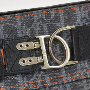 極美品 Christian Dior クリスチャンディオール フライトライン トロッターハンドバッグ グレー オレンジ デニムレザー 02-BO-0036 中古 4a003034