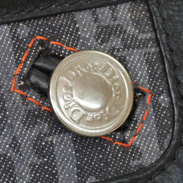 極美品 Christian Dior クリスチャンディオール フライトライン トロッターハンドバッグ グレー オレンジ デニムレザー 02-BO-0036 中古 4a003034