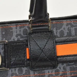 極美品 Christian Dior クリスチャンディオール フライトライン トロッターハンドバッグ グレー オレンジ デニムレザー 02-BO-0036 中古 4a003034