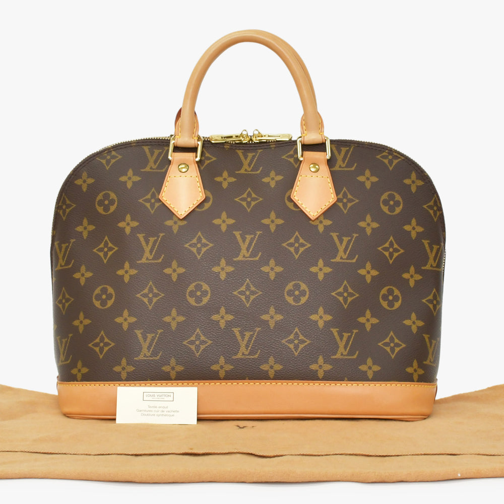 LOUIS VUITTON Alma PM Handbag M51130 Monogram Canvas Tanned Leather Brown Gold Hardware Good Condition Used 4a003042