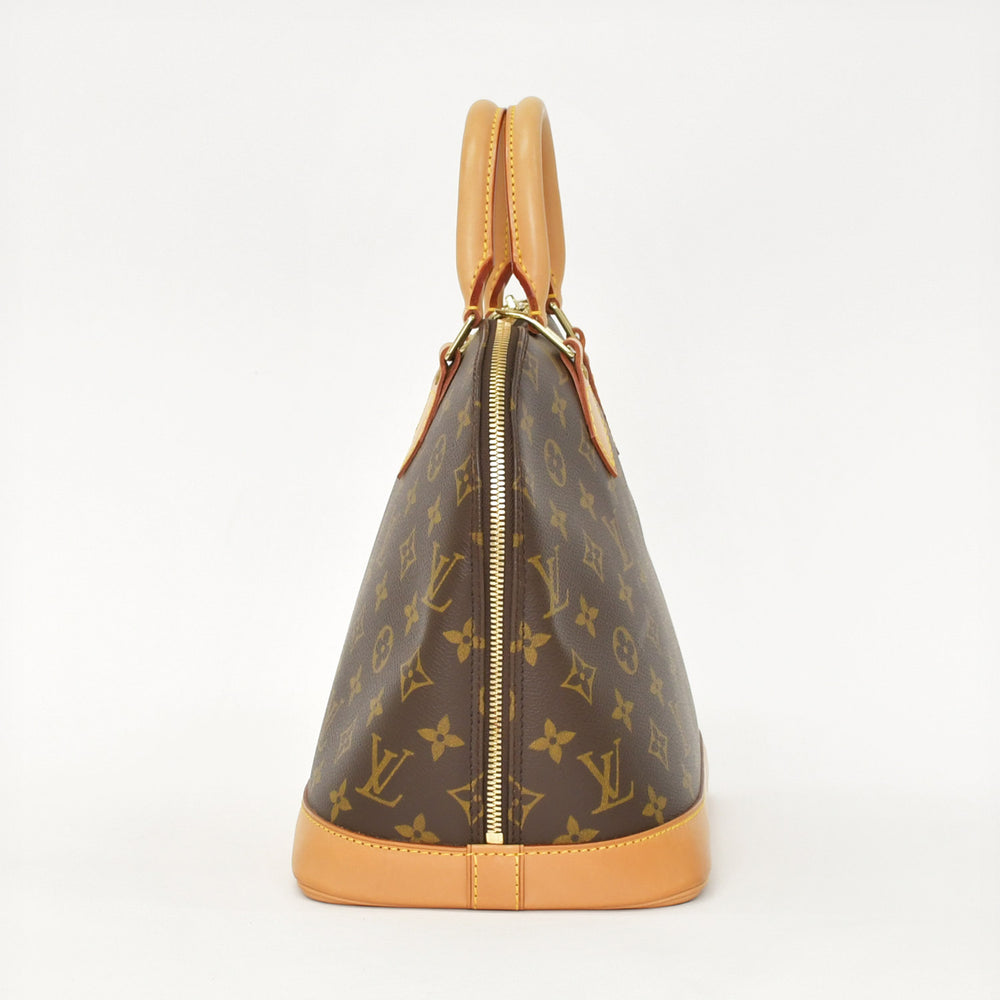 LOUIS VUITTON Alma PM Handbag M51130 Monogram Canvas Tanned Leather Brown Gold Hardware Good Condition Used 4a003042