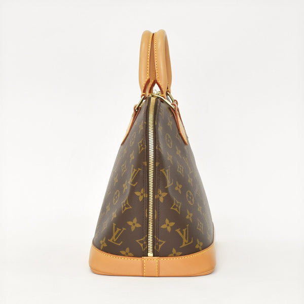 LOUIS VUITTON ルイ ヴィトン アルマPM ハンドバッグ M51130 モノグラムキャンバス ヌメ革 ブラウン ゴールド金具 美品 中古 4a003042