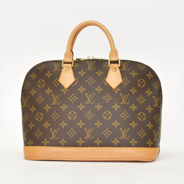 LOUIS VUITTON ルイ ヴィトン アルマPM ハンドバッグ M51130 モノグラムキャンバス ヌメ革 ブラウン ゴールド金具 美品 中古 4a003042