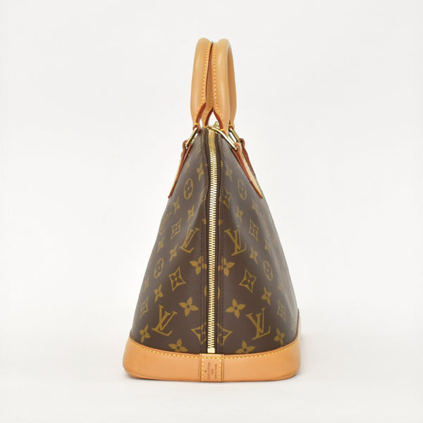 LOUIS VUITTON ルイ ヴィトン アルマPM ハンドバッグ M51130 モノグラムキャンバス ヌメ革 ブラウン ゴールド金具 美品 中古 4a003042
