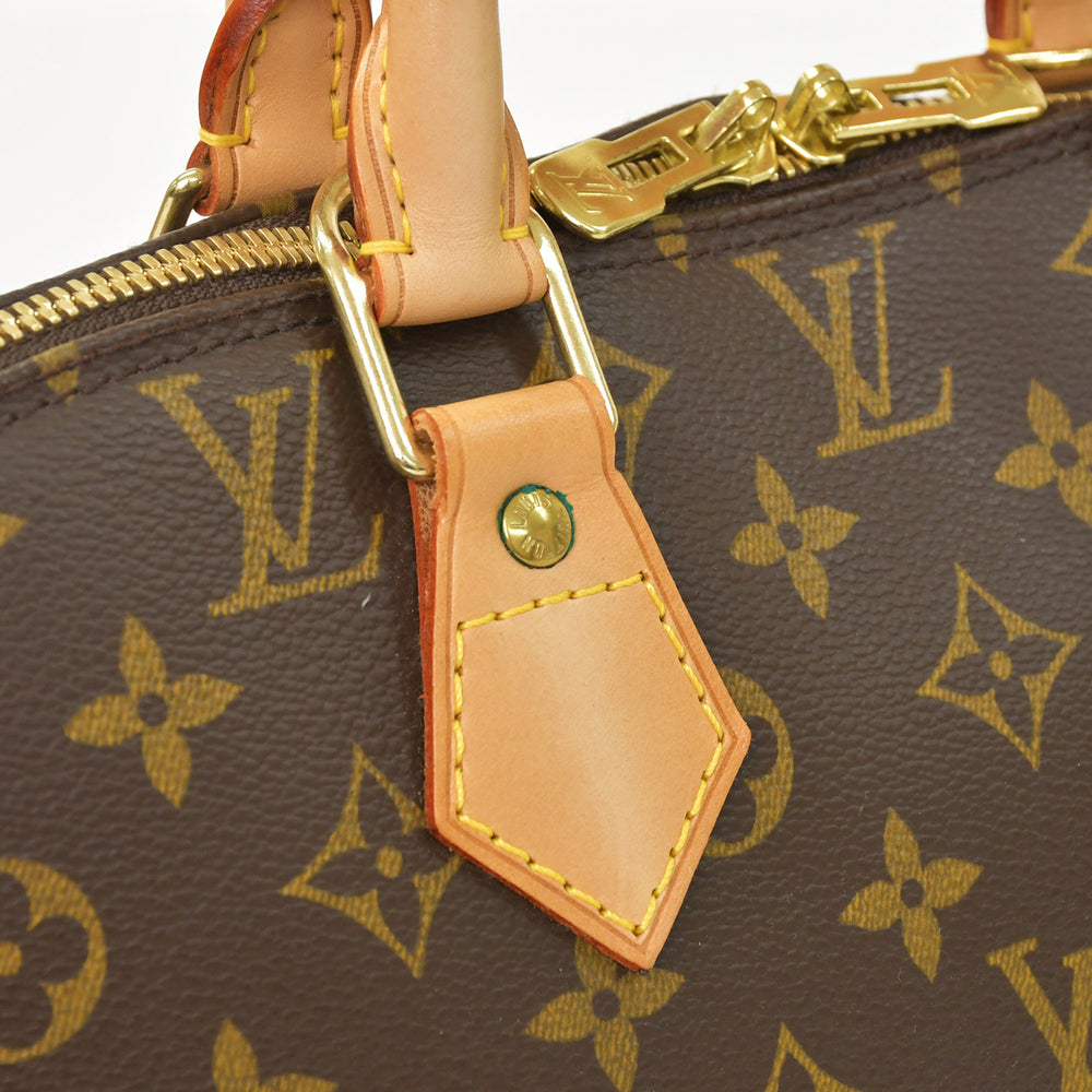 LOUIS VUITTON ルイ ヴィトン アルマPM ハンドバッグ M51130 モノグラムキャンバス ヌメ革 ブラウン ゴールド金具 美品 中古 4a003042