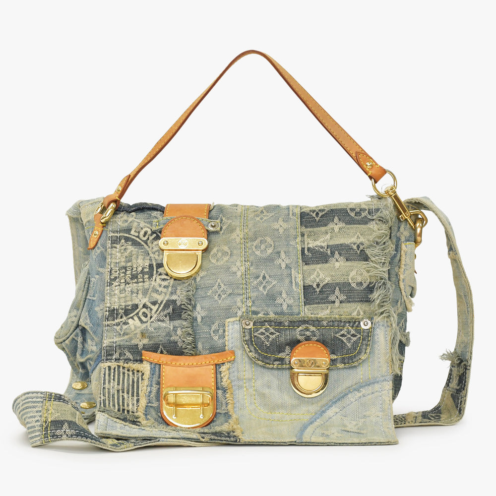 LOUIS VUITTON Patchwork Posty Messenger Bag M95374 Monogram Denim Good Condition Used 4a003046