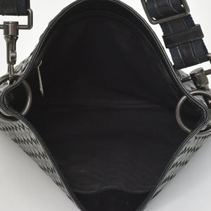 極美品 BOTTEGA VENETA ボッテガヴェネタ ショルダーバッグ イントレチャート 172736 V465C 1000 ブラック レザー 中古 4a003189