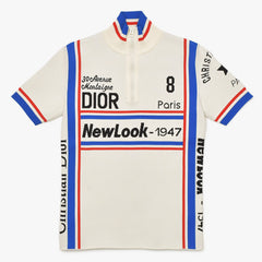 Very Good Condition Christian Dior NewLook-1947 Short Sleeve Knit Shirt 244S65AM540 34 Size White Blue Red Used 4a003192