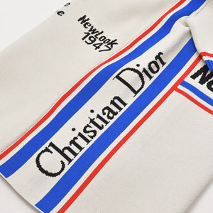 Very Good Condition Christian Dior NewLook-1947 Short Sleeve Knit Shirt 244S65AM540 34 Size White Blue Red Used 4a003192