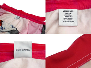 新品同様品 VETEMENTS ヴェトモン マリリンマンソン 長袖シャツ 18AW UAH19SH301 Mサイズ コットン ピンク 中古 32322