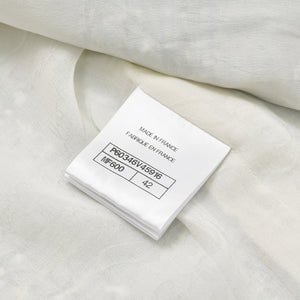 CHANEL シャネル LA PAUSA ファンタジーツイードジャケット P60346 カールラガーフィルド ライトブルー 42サイズ ホワイト V45916 シルバー金具 良品 中古