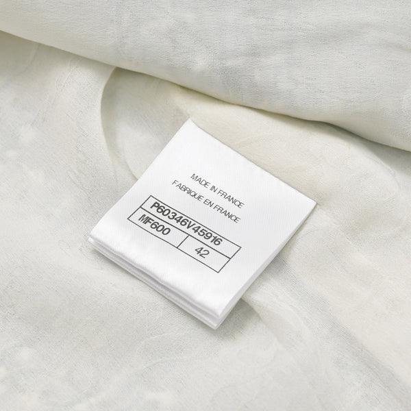 CHANEL シャネル LA PAUSA ファンタジーツイードジャケット P60346 カールラガーフィルド ライトブルー 42サイズ ホワイト V45916 シルバー金具 良品 中古