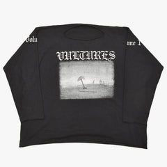 極美品 YEEZY イージー VULTURES Box T-shirt 長袖Ｔシャツ kanye West カニエ ブラック コットン サイズ2 中古 4a003311