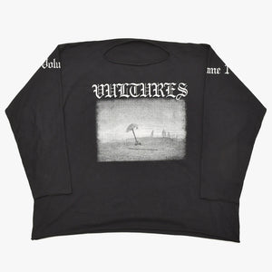 極美品 YEEZY イージー VULTURES Box T-shirt 長袖Ｔシャツ kanye West カニエ ブラック コットン サイズ2 中古 4a003311