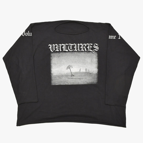 極美品 YEEZY イージー VULTURES Box T-shirt 長袖Ｔシャツ kanye West カニエ ブラック コットン サイズ2 中古 4a003311