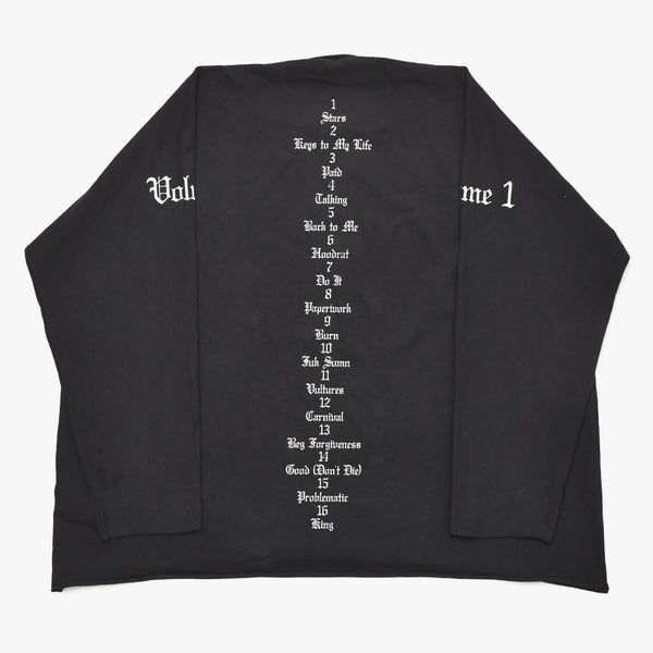 極美品 YEEZY イージー VULTURES Box T-shirt 長袖Ｔシャツ kanye West カニエ ブラック コットン サイズ2 中古 4a003311