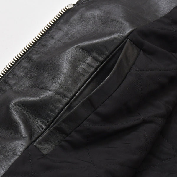 JIL SANDER ジルサンダー レザーベスト ジレ J21FB0111 J07145 ブラック レザー ライトアウター ダブルジップ シルバー金具 美品 中古 4a003317