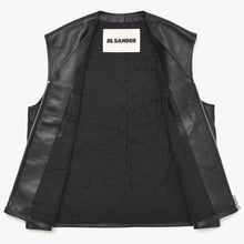 画像をギャラリービューアに読み込む, JIL SANDER ジルサンダー レザーベスト ジレ J21FB0111 J07145 ブラック レザー ライトアウター ダブルジップ シルバー金具 美品 中古 4a003317