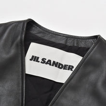 画像をギャラリービューアに読み込む, JIL SANDER ジルサンダー レザーベスト ジレ J21FB0111 J07145 ブラック レザー ライトアウター ダブルジップ シルバー金具 美品 中古 4a003317