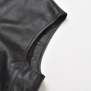 JIL SANDER ジルサンダー レザーベスト ジレ J21FB0111 J07145 ブラック レザー ライトアウター ダブルジップ シルバー金具 美品 中古 4a003317