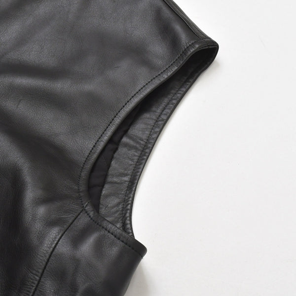 JIL SANDER ジルサンダー レザーベスト ジレ J21FB0111 J07145 ブラック レザー ライトアウター ダブルジップ シルバー金具 美品 中古 4a003317