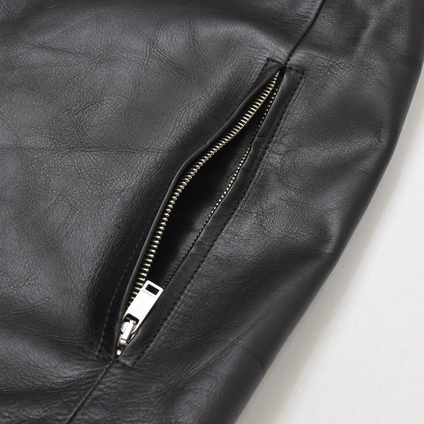JIL SANDER ジルサンダー レザーベスト ジレ J21FB0111 J07145 ブラック レザー ライトアウター ダブルジップ シルバー金具 美品 中古 4a003317