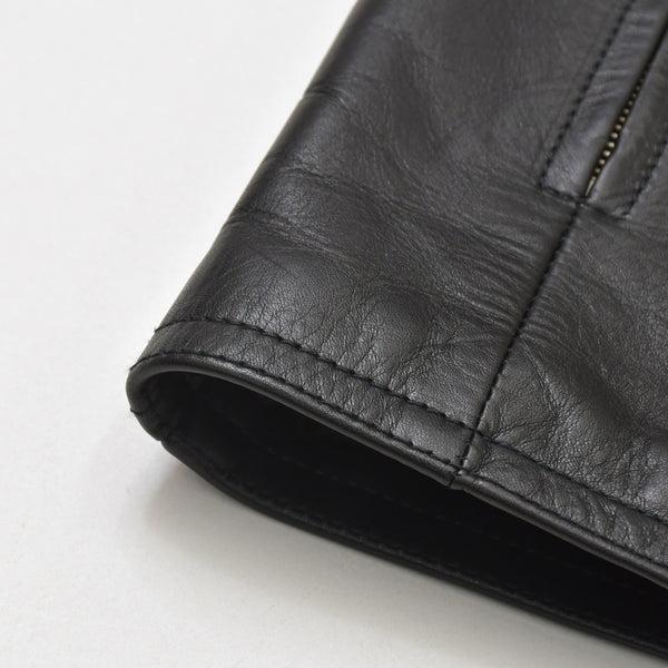 JIL SANDER ジルサンダー レザーベスト ジレ J21FB0111 J07145 ブラック レザー ライトアウター ダブルジップ シルバー金具 美品 中古 4a003317