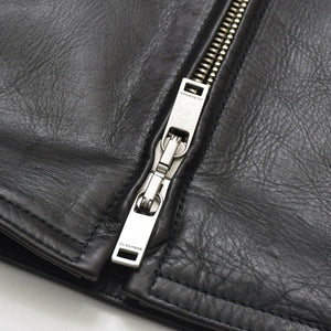 JIL SANDER ジルサンダー レザーベスト ジレ J21FB0111 J07145 ブラック レザー ライトアウター ダブルジップ シルバー金具 美品 中古 4a003317