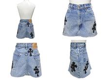 画像をギャラリービューアに読み込む, 新品未使用 CHROME HEARTS × Levi's クロムハーツ リーバイス クロスパッチ デニム スカート インディゴブルー ブラック サイズ26 中古 4b003354