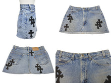 画像をギャラリービューアに読み込む, 新品未使用 CHROME HEARTS × Levi's クロムハーツ リーバイス クロスパッチ デニム スカート インディゴブルー ブラック サイズ26 中古 4b003354