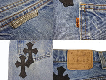 画像をギャラリービューアに読み込む, 新品未使用 CHROME HEARTS × Levi's クロムハーツ リーバイス クロスパッチ デニム スカート インディゴブルー ブラック サイズ26 中古 4b003354