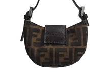画像をギャラリービューアに読み込む, FENDI フェンディ マンマバケット ミニクロワッサン ハンドバッグ 26673 キャンバス レザー ブラウン ズッカ柄 美品 中古 4b003398
