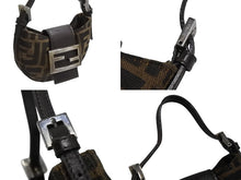 画像をギャラリービューアに読み込む, FENDI フェンディ マンマバケット ミニクロワッサン ハンドバッグ 26673 キャンバス レザー ブラウン ズッカ柄 美品 中古 4b003398