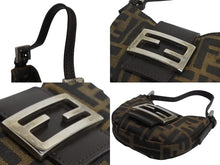 画像をギャラリービューアに読み込む, FENDI フェンディ マンマバケット ミニクロワッサン ハンドバッグ 26673 キャンバス レザー ブラウン ズッカ柄 美品 中古 4b003398