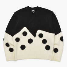 画像をギャラリービューアに読み込む, STUSSY ステューシー 23FW Dice Fuzzy Crew ダイス ファジー クルー モヘアニットセーター サイズL ホワイト ブラック 美品 中古 4a003403