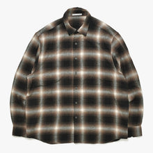 画像をギャラリービューアに読み込む, uniform experiment ユニフォームエクスペリメント FADE SHIRT 長袖シャツ オンブレチェック柄 オゾン加工 ブラウン UE-242042 美品 中古 4a003405