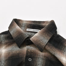 画像をギャラリービューアに読み込む, uniform experiment ユニフォームエクスペリメント FADE SHIRT 長袖シャツ オンブレチェック柄 オゾン加工 ブラウン UE-242042 美品 中古 4a003405