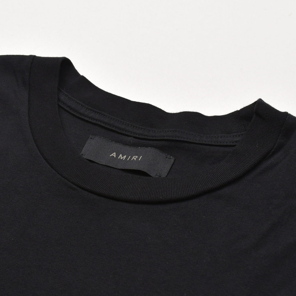 新品同様 AMIRI アミリ 半袖Tシャツ AMJYTE1055 サイズXL パームツリー グリッター プリント コットン ブラック 中古 4a003419