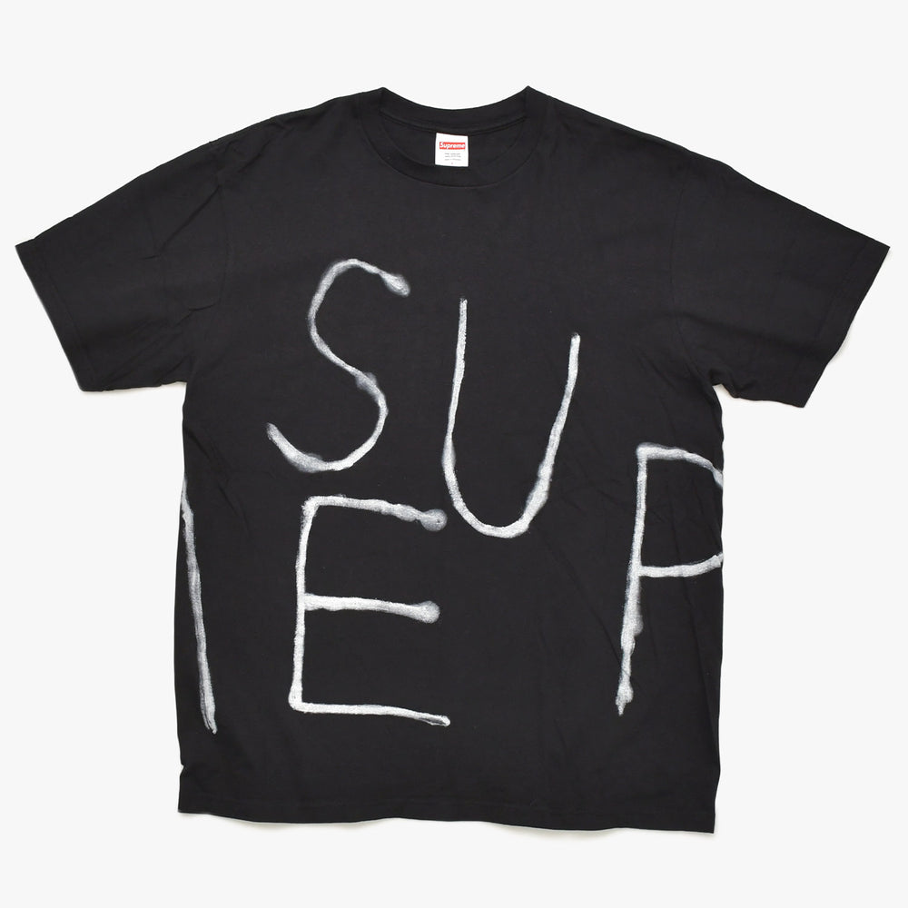 極美品 Supreme シュプリーム 25SS Josh Smith ジョシュ スミス 半袖Tシャツ サイズL スプレー コットン ブラック ホワイト 中古 4a003422