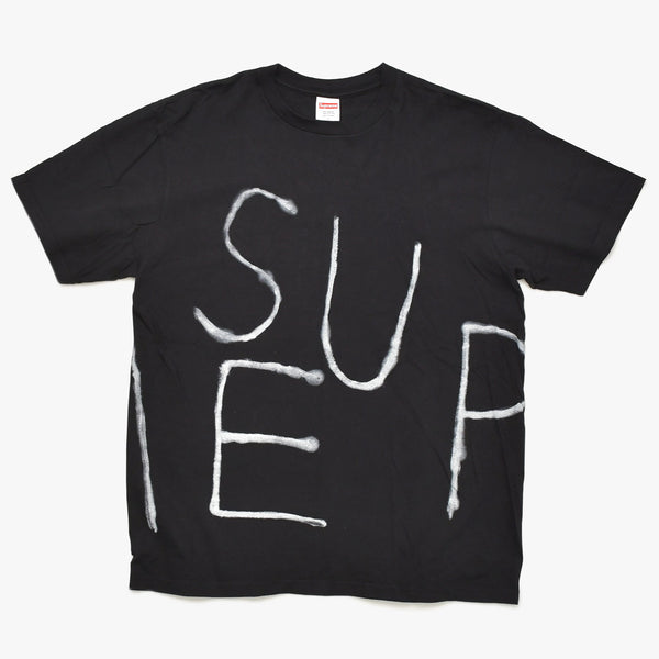 極美品 Supreme シュプリーム 25SS Josh Smith ジョシュ スミス 半袖Tシャツ サイズL スプレー コットン ブラック ホワイト 中古 4a003422