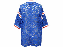 Load image into Gallery viewer, GUCCI グッチ 半袖 トップス レース 刺繍 トリコロール 蝶 ブルー 434551-X5E56 サイズL レディース 良好 N34697
