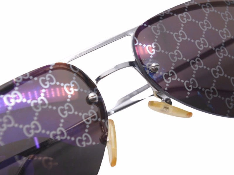 GUCCI グッチ サングラス ヴィンテージ ミラーレンズ GG柄 シルバー金具 ユニセックス 良好 N37543