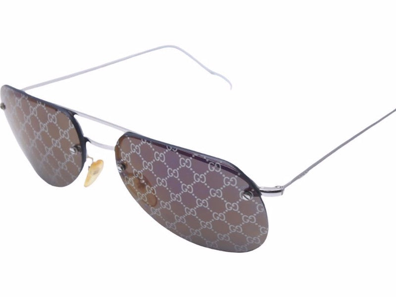 GUCCI グッチ サングラス ヴィンテージ ミラーレンズ GG柄 シルバー金具 ユニセックス 良好 N37543